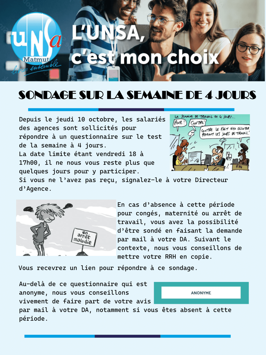 Sondage sur la semaine de 4&nbsp;jours