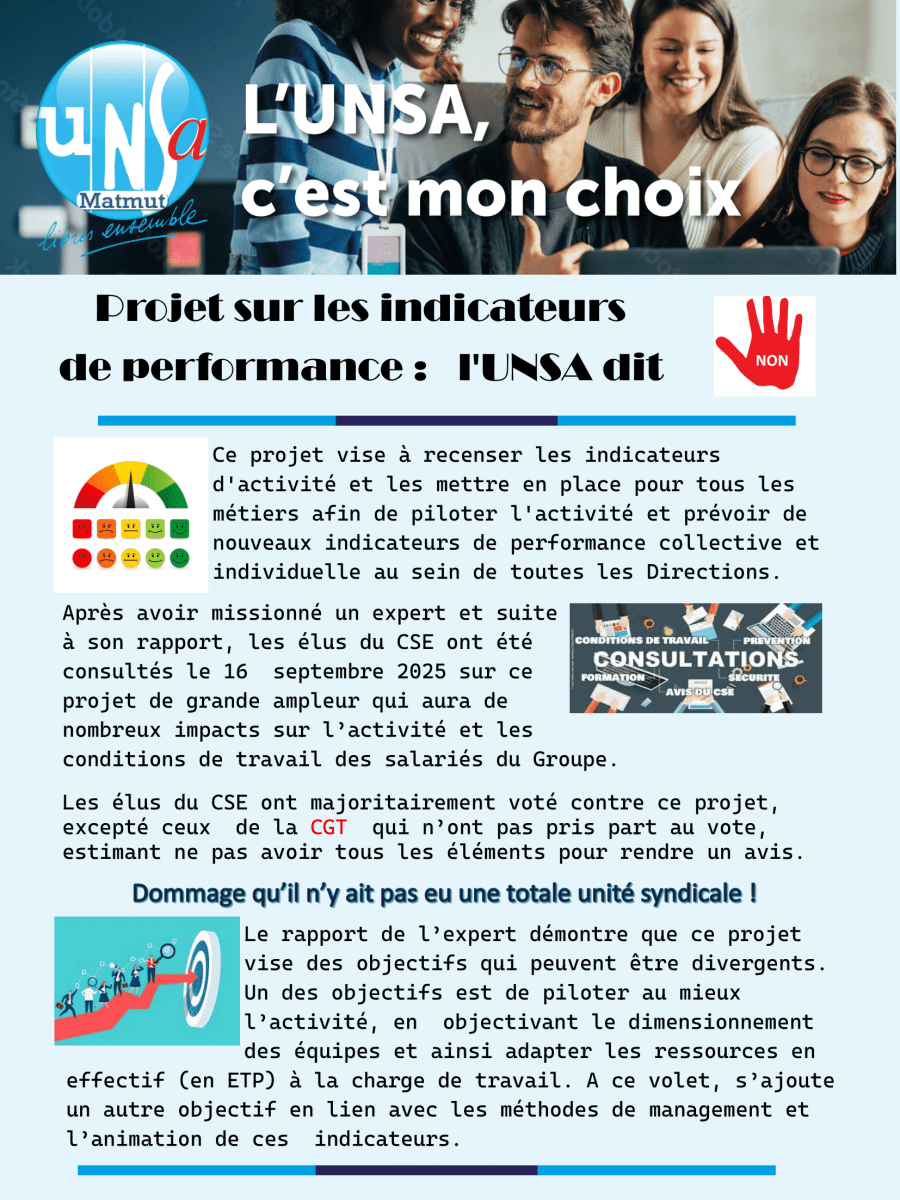 Projet sur les indicateurs de performance : l&rsquo;UNSA dit&nbsp;non