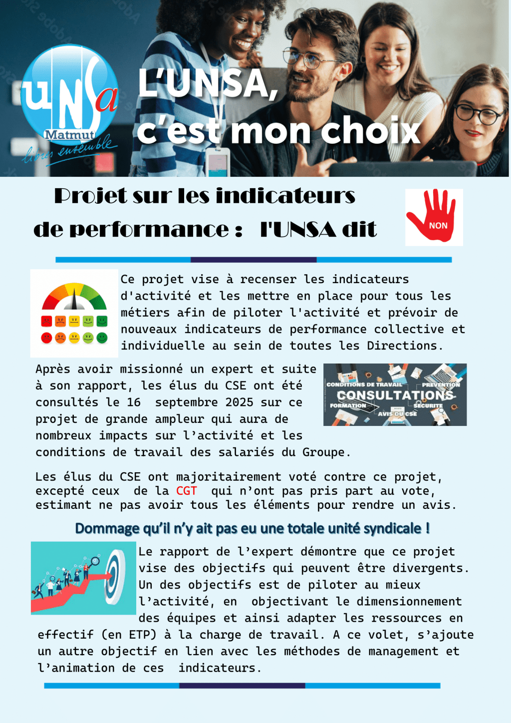 Projet sur les indicateurs de performance : l&rsquo;UNSA dit&nbsp;non
