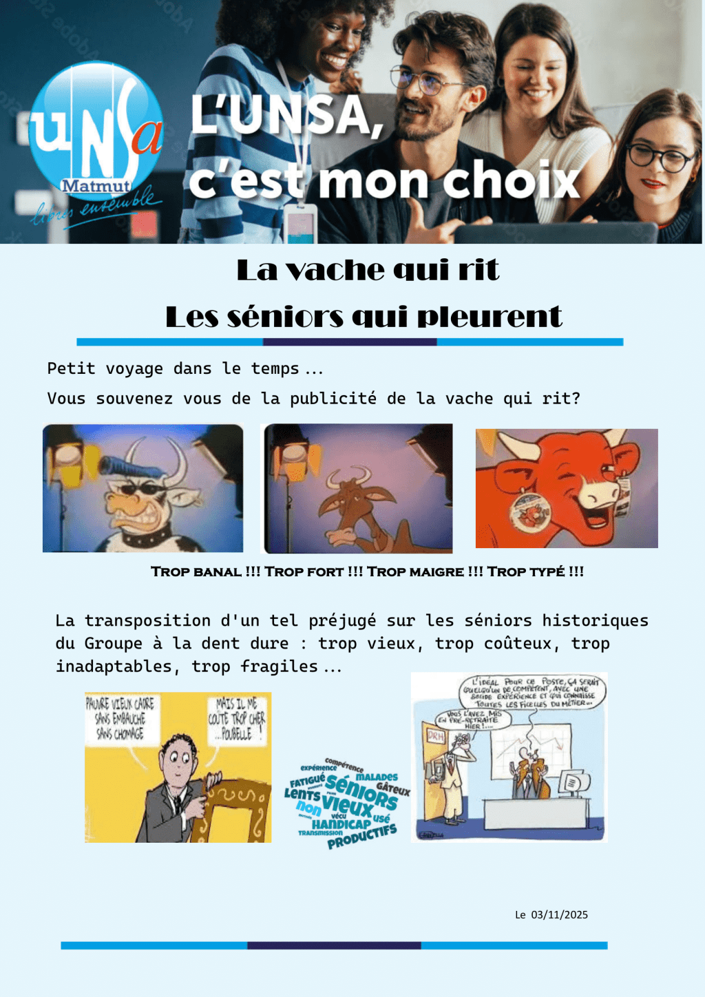 La vache qui rit les seniors qui&nbsp;pleurent