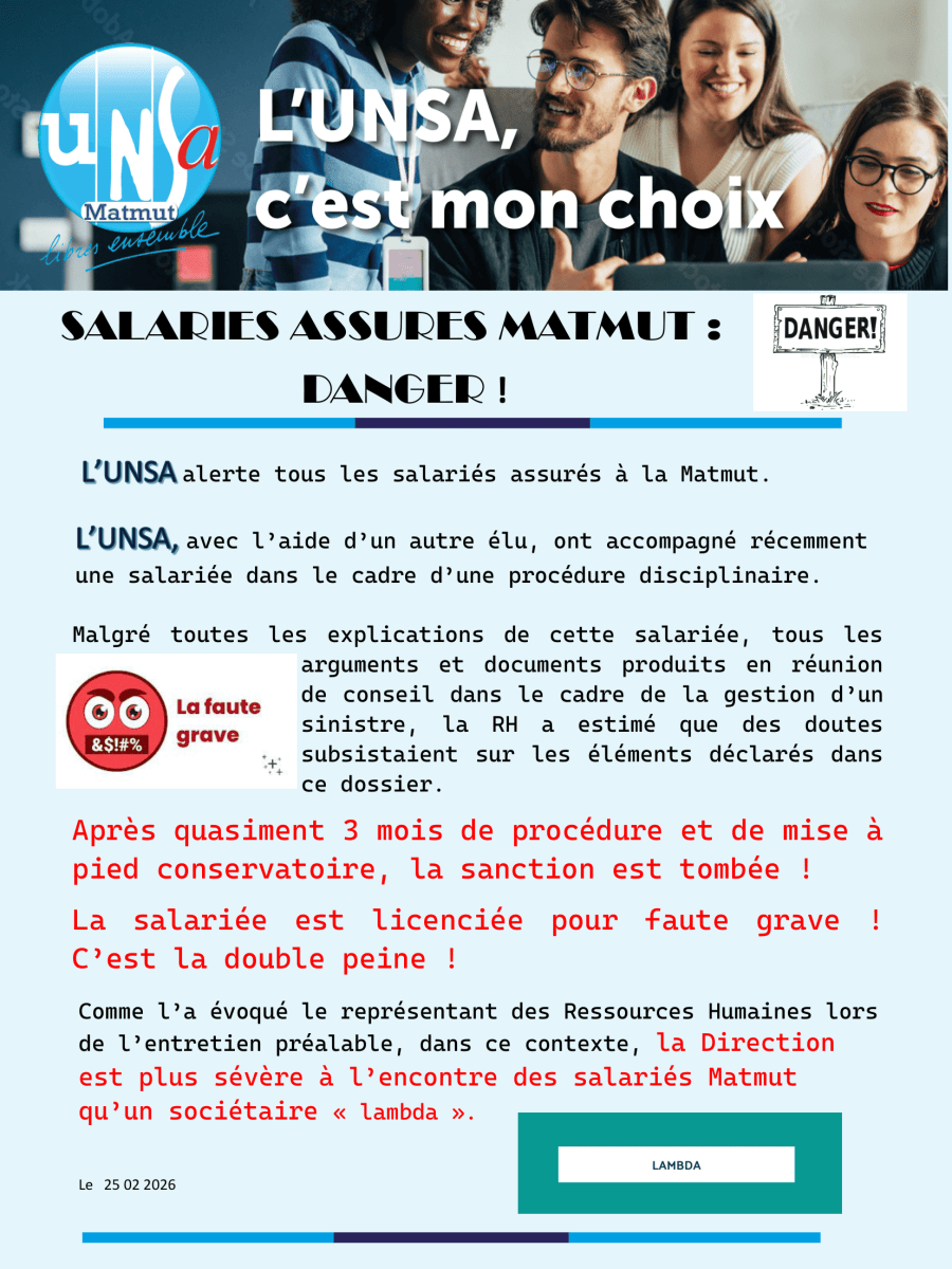 Salariés assurés MAMTUT&nbsp;DANGER