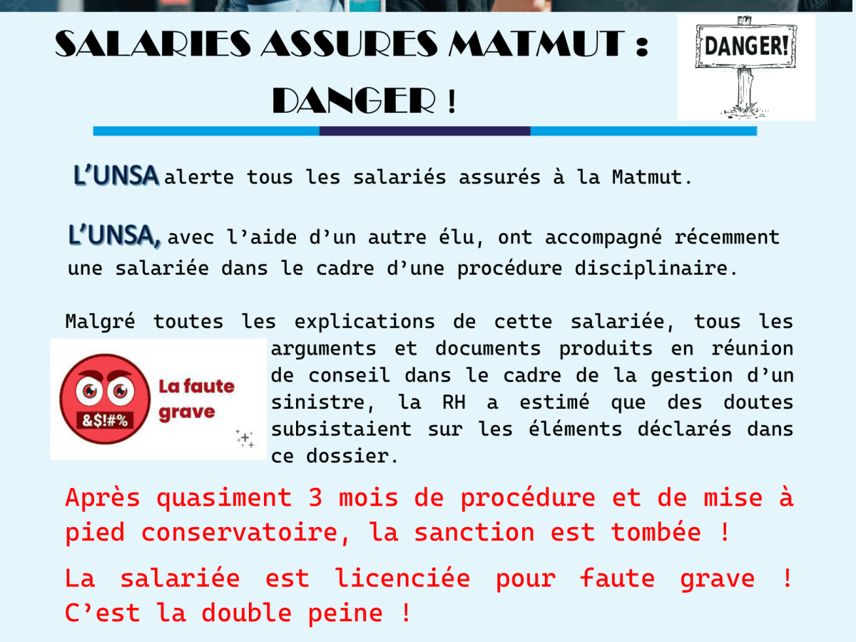 Salariés assurés MAMTUT&nbsp;DANGER